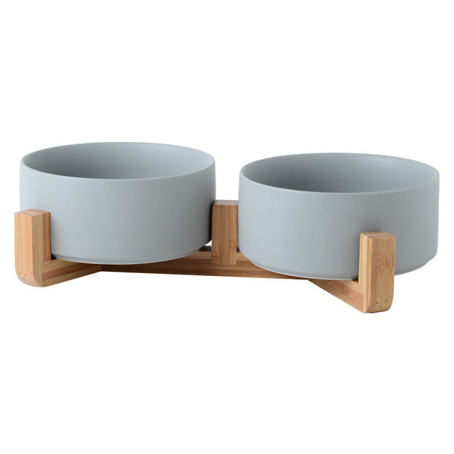 Ceramic Bamboo feeding station 2-piece