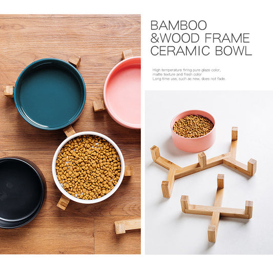 Ceramic Bamboo feeding station 2-piece